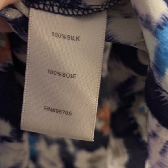 Rebecca Taylor 100% Silk Navy Floral Blouse Size 2 - Picture 4 of 4